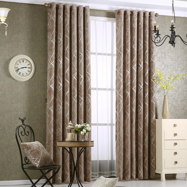 Solid Color Simple Modern Light Luxury Living Room Chenille Blackout Curtains - Image 5