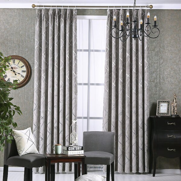 Solid Color Simple Modern Light Luxury Living Room Chenille Blackout Curtains - Image 3