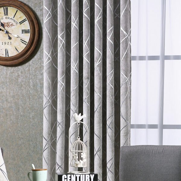 Solid Color Simple Modern Light Luxury Living Room Chenille Blackout Curtains - Image 2